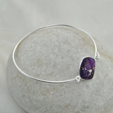 Silver Purple Turquoise Diamond 17mm 925 Sterling Silver Bracelet Jewelry, Bracelet For Girls